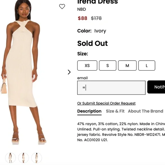 NBD irena midi dress size M - Picture 6 of 6